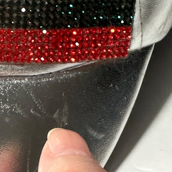 Vera New York Silver Hook & Loops Hat Cap Red & Black Rhinestone Stripes - Picture 6 of 10